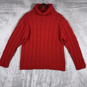 Willi Smith Ribbed Chunky Knit Turtleneck Sweater Pullover‎ Wool Italy Classic
